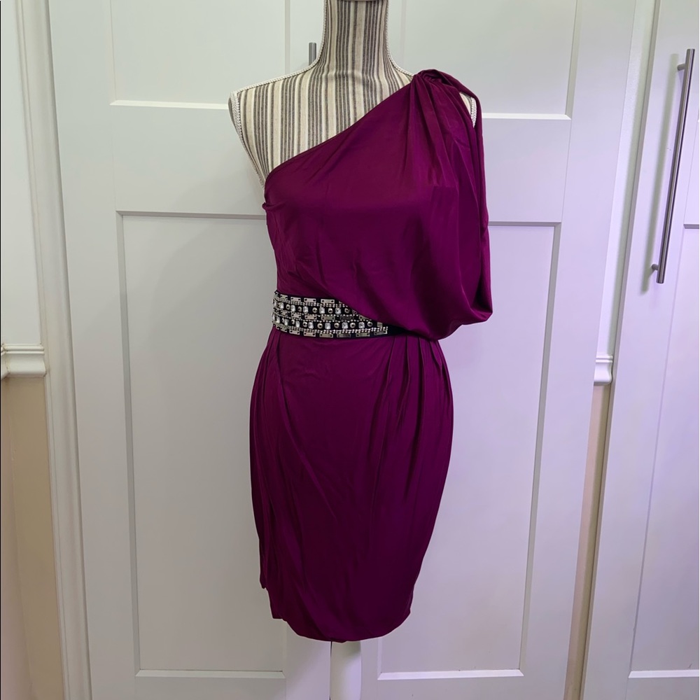 Moda International One-Shoulder Belted Dress